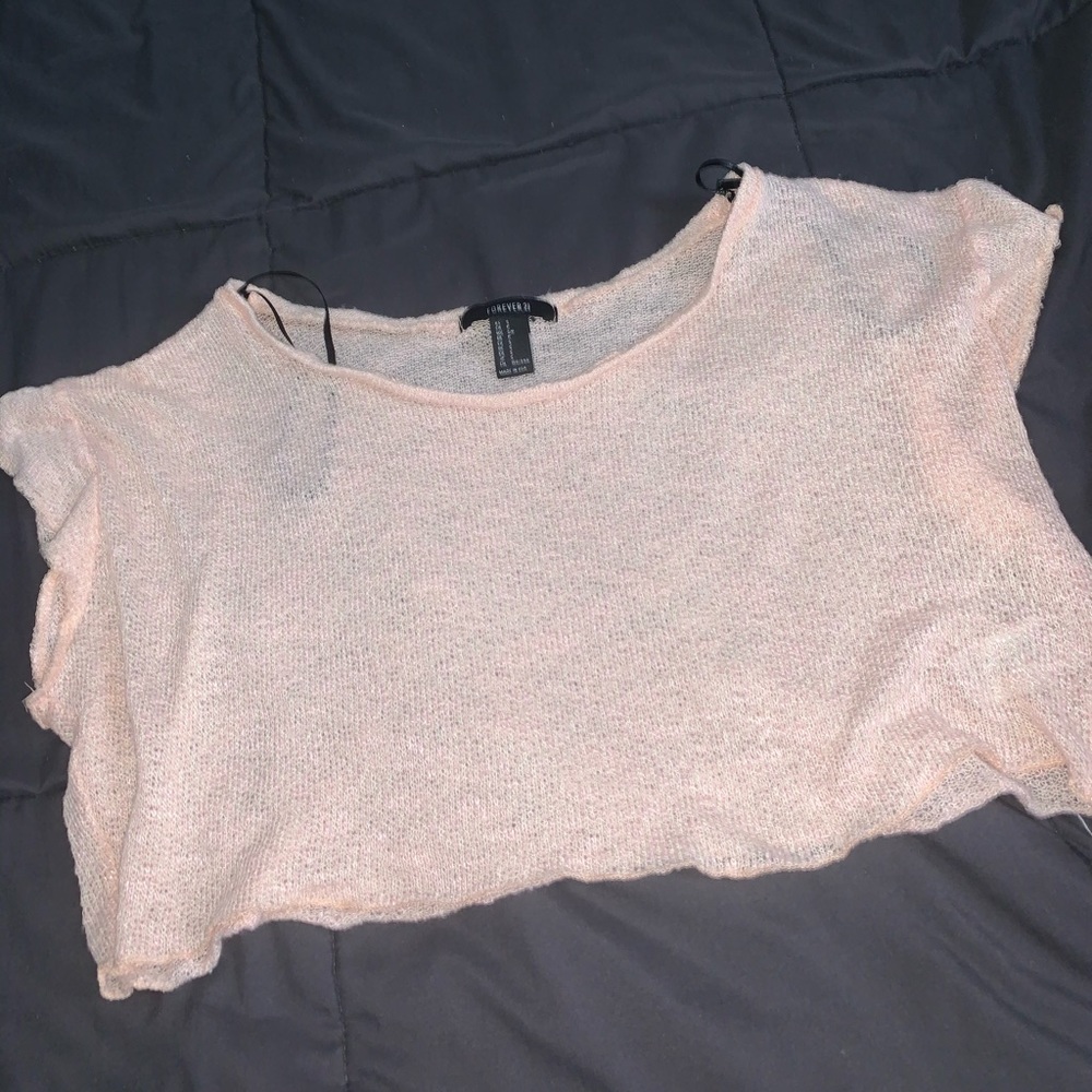 Pink see-through crop top